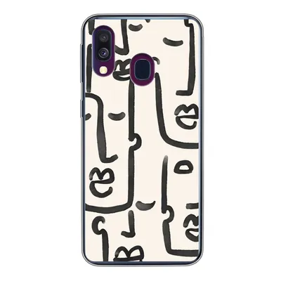 Produktbild von MuchoWow® Handyhülle Schutzhülle Hülle für Samsung Galaxy A40 Muster - Abstrakt - Linienkunst Silikon Softcase Handy Hülle - Handy-Tasche