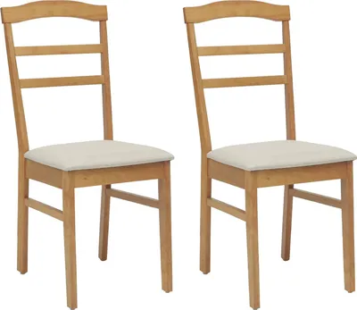 Imagen del producto de vidaXL: Juego de 2 sillas de comedor, madera de caucho maciza, color natural y claro