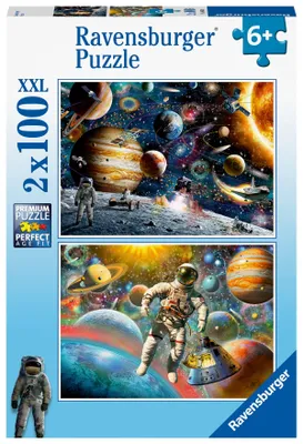 Productafbeelding van Ravensburger Puzzel 80562 - Ruimte - 2 puzzels van elk 100 stukjes, geschikt voor kinderen vanaf 6 jaar