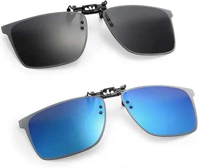 Produktbild von 2 Stück Sonnenbrillen Clip für Brille, Clip on Sonnenbrille zum Aufstecken Sonnenbrillen Aufsatz Brillen 180° Flip Up Sonnenbrillenaufsatz für Brillen