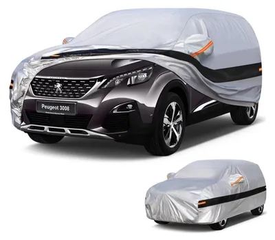 Obrázek produktu pro Autopokrov pro SUV, 10 vrstev, vodotěsný, pro model Peugeot 3008 (roky výroby 2009-2025), barva: stříbrná