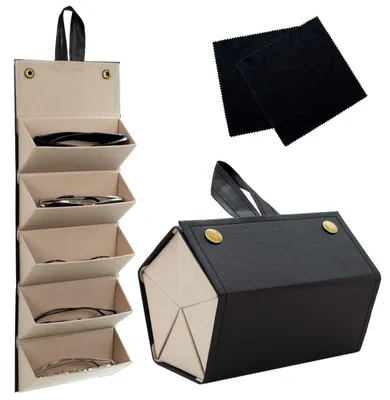 Produktbild von Faltbarer Sonnenbrillenhalter mit 5 Fächern und 2 Brillentuchhüllen