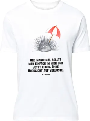 Produktbild von Mr. & Mrs. Panda Größe M T-Shirt Seeigel - Weiß - Geschenk, Selbstakzeptanz, Selbstliebe, Meer, mit Spruch, Tshirt, Achtsamkeit, Leben, Lebe, Shirt, Herren