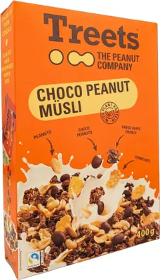 Immagine prodotto di Treets Choco Peanut Muesli con arachidi e cornflakes confezione da 400g