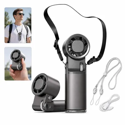 Produktbild von Tragbarer Handventilator 6000mAh mit LED Display & Kühlplatte, Mini Turbo Ventilator 199 Stufen für Reisen Camping