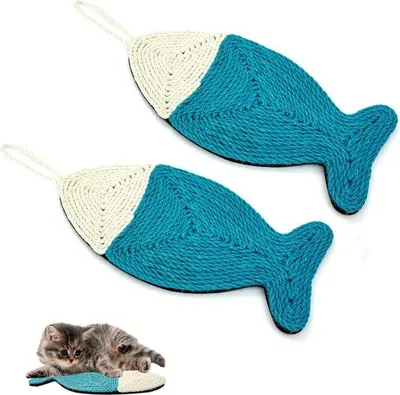 Produktbild von Famanu Kratzmatte Fischform - 2 Stück Sisal Kratzunterlage für Katzen