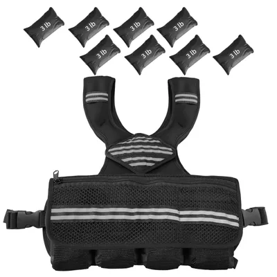 Obrázek produktu pro Zátěžová vesta – tréninková vesta – nastavitelná 2,7–13,6 kg – neopren – reflexní pruhy – kapsy – pro běh, chůzi a fitness