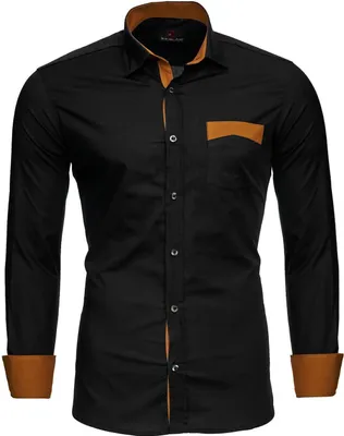 Produktbild von Reslad Herren Hemd Exklusiv Two Tone Look Langarmhemd RS-7205 Schwarz S