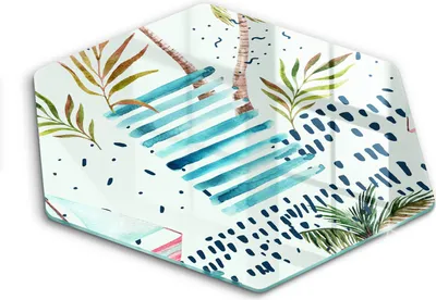 Produktbild von Glasschneideplatte - Herdabdeckplatte - Hexagon 40 cm -Schneidebrett - Spritzschutz - Urlaubsabbildungen