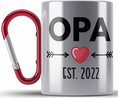Produktbild von Trendation - Du Wirst Opa 2022 Geschenk Schwangerschaft Verkünden Opa Überraschung Baby Karabiner Edelstahl Tasse Karabiner Edelstahl (Rot)