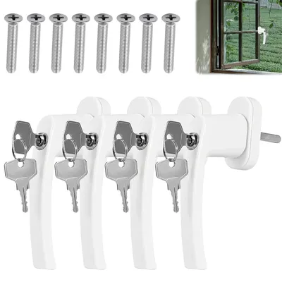 Imagen del producto de Solidchoice - Juego de 4 manijas de aluminio para ventanas, con llaves, para mayor seguridad