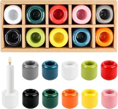 Obrázok produktu pre Sada keramických miniatúrnych svietiacich misiek – 10 ks – 18 cm – dekorácia interiéru