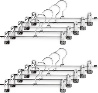 Produktbild von 10x Klammerbügel Klammerbügel Metall Anti-Rutsch Hosenbügel Metall Kleiderbügel Rockbügel Silber
