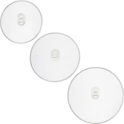 Image de Couvercles anti-éclaboussures pour casseroles - Lot de 3 - Acier inoxydable - Diamètre : 25, 29 et 33 cm - Protège contre les projections - Poignée - Argenté