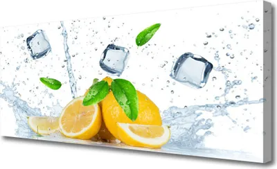 Produktbild von Tulup Leinwand-Bilder 125x50 Wandbild Canvas Kunstdruck Limette Eiswürfel Küche
