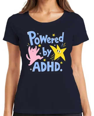 Obrázek produktu pro Tričko s potiskem "ADHD Kočka", vtipné, sarkastické, pro děti a dámy, barva tmavě modrá, velikost S