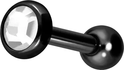 Produktbild von Ohrpiercing Titan Ohrpiercing mit Innengewinde KRISTALLDISC Schwarz Stablänge: 8mm | Discgröße: 4mm