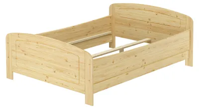 Produktbild von Seniorenbett extra hoch 140x200 Doppelbett Holzbett Massivholz Kiefer Zubehör wählbar V-60.44-14Rollrost inkl.