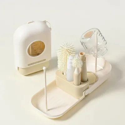 Produktbild von Babyflaschen Reinigungsset, 5-teilig, mit Flaschenbürste, Saugerbürste, Strohhalmbürste, Spülmittelspender