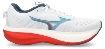 Zdjęcie produktu dla Buty do biegania męskie MIZUNO Wave Rider 30, kolor biały i pomarańczowy, rozmiar 8.5
