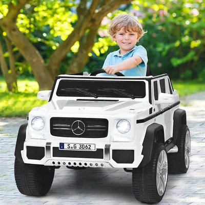 Produktbild von COSTWAY Mercedes Benz 12V Kinderauto mit Fernbedienung, MP3 LEDs, 2,5-5,5km/h (Weiß)
