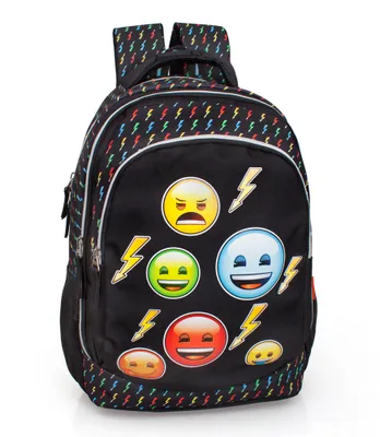 Produktbild von Ergonomischer Rucksack Emoji Motiv Schulrucksack schwarz Tasche Schultasche Schule