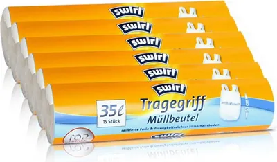 Produktbild von 6x Swirl Tragegriff Müllbeutel 35L ( 15 stk./Rolle )
