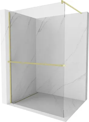 Image de Mexen Kioto+ paroi de douche avec étagère Walk-in 120 x 200 cm, transparent, or brossé - 800-120-121-55-00