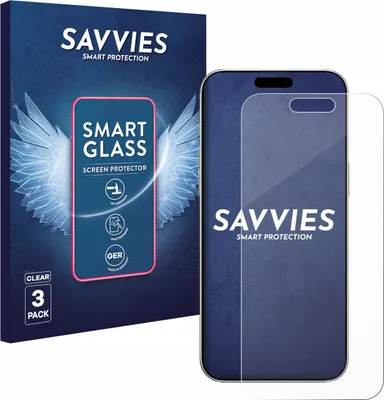 Produktbild von 3x Savvies Schutzglas Folie für Apple iPhone 16 9H Panzer Schutzfolie Glas Displayschutz klar transparent