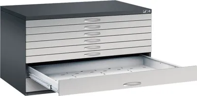 Produktbild von CP 7200 Planschrank schwarzgrau, weißaluminium 8 Schubladen 135,0 x 96,0 x 76,0 cm