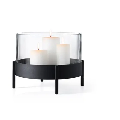 Produktbild von Blomus Nero Windlicht, Kerzenhalter, Dekoration, Kerzenständer, Stahl / Glas, Flöz Design, 20 cm, 65561