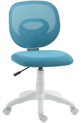 Image de Chaise de bureau ergonomique, sans accoudoirs, rembourrée, de couleur bleue