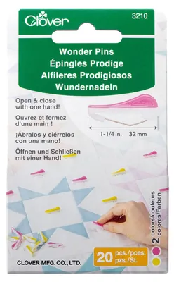 Stecknadeln 32 mm, gelb/rosa, 20 Stück, Patchwork
