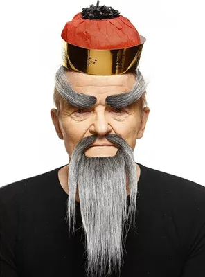 Produktbild von Sensei Bart-Set - in VERSCHIEDENEN FARBEN Fasching Karneval Halloween Farbe: schwarz
