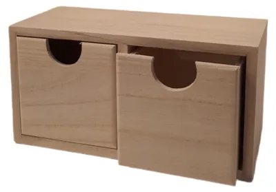 Holzkommode 2 Schubladen 16x8x8 cm unbehandelt