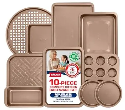 Produktbild von Famanu Backformen Set 10-teilig mit Antihaftbeschichtung - Platzsparend und ofenfest