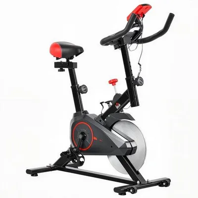 Image de Appareil de fitness, home trainer avec surveillance de la fréquence cardiaque, écran LCD, support pour tablette, tube de selle et résistance réglables, entraînement cardio en salle, 85 x 46 x 114 cm