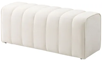 Productafbeelding van HOMCOM Zitbank, gestoffeerde bank, bedbank met linnenlook, gecanaliseerd gestoffeerd, crèmekleurig