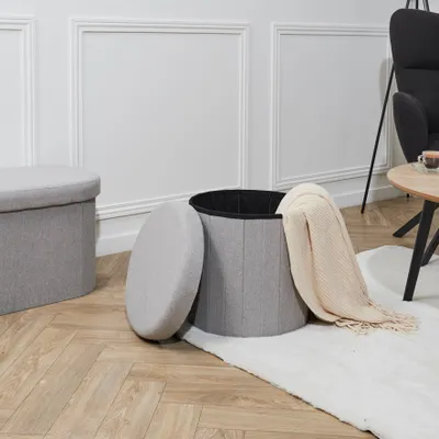 Image de Coffre Pouf Pliable Gris Pills