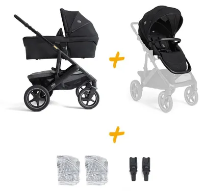 Produktbild von Joie Vinca Kinderwagen mit Ramble XL Babywanne – verstellbar, faltbar, UPF 50+, inkl. Regenverdeck & Federung, Eclipse