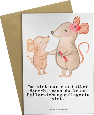 Produktbild von Mr. & Mrs. Panda Grußkarte Heilerziehungspflegerin Herz - Weiß - Geschenk, Lustig, weihnachtskarten, vatertagskarte, Spruch, einladungskarten, Heilerziehungspfleger