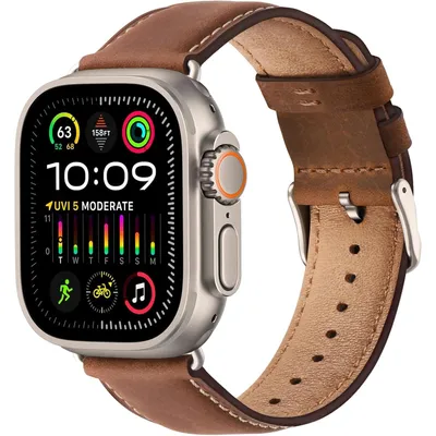 Produktbild von Lederarmband für Apple Watch 38 40 41 42 44 45 46 49mm Series 11 Ultra 3 Braun