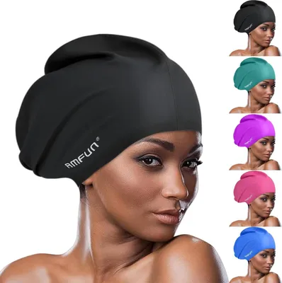 Produktbild von Silicone Schwimmhaube für lange Haare, hypoallergen, wasserdicht, Unisex, elastisch, rutschfest