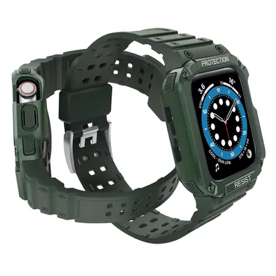 Image de Bracelet De Protection Avec Etui Pour Apple Watch 7 / 6 / 5 / 4 / 3 / 2 / Se (41 / 40 / 38Mm) Étui Housse De Montre Blindée Vert