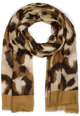 Produktbild von styleBREAKER Damen Schal mit Abstraktem Oversize Leo Print und kurzen Fransen, leichtes Tuch, Stola 01016207