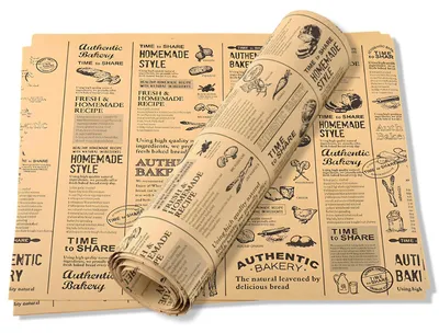 Produktbild von 100 Blatt Backpapier – mit Zeitungsmuster – zum Backen, Braten und Einwickeln von Lebensmitteln – 28 x 38 cm