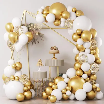 Produktbild von Luftballon Girlande Weiß Gold 178 Stück Hochzeitsdeko Partyzubehör