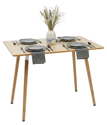 Immagine prodotto di Tavolo da pranzo Relaxdays, rettangolare, A x L x P: 75 x 110 x 70 cm, MDF e bambù, per 4 persone, tavolo da pranzo in stile scandinavo, naturale