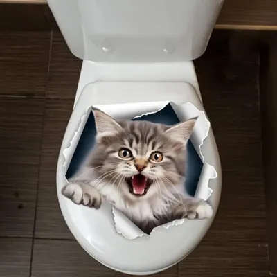 Produktbild von GKA WC-Deckel Aufkleber Tiere Toilettendeckel Tattoo selbstklebend Toilette - wütende Katze