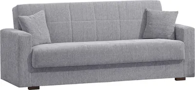 Produktbild von Schlafsofa Pinto, Lineares 3-Sitzer-Containersofa, Wohnzimmersofa aus gepolstertem Stoff mit Klick-Klack-Öffnung, 212x80h87 cm, Grau